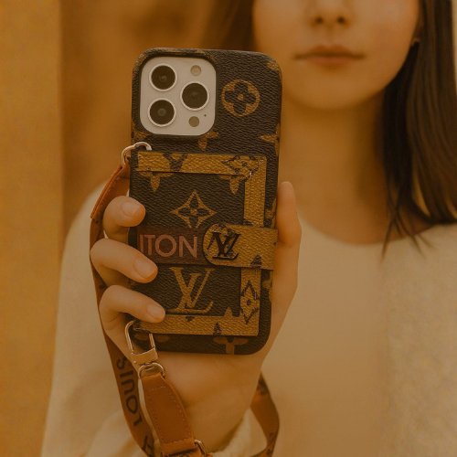 Compatible with iPhone 16 Pro Max Luxury LV Crossbody Phone Case with Mini Bag – Premium PU Leather, Shoulder Strap, Shockproof Design