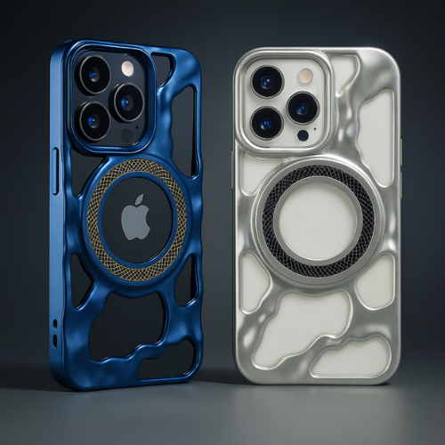 Premium Shock-Resistant Frame Case – Compatible with iPhone 12 Pro Max – Matte Wave Design with Magnetic Ring Frame