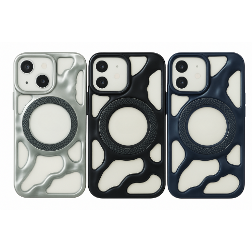 Premium Shock-Resistant Frame Case – Compatible with iPhone 15 – Matte Wave Design with Magnetic Ring Frame