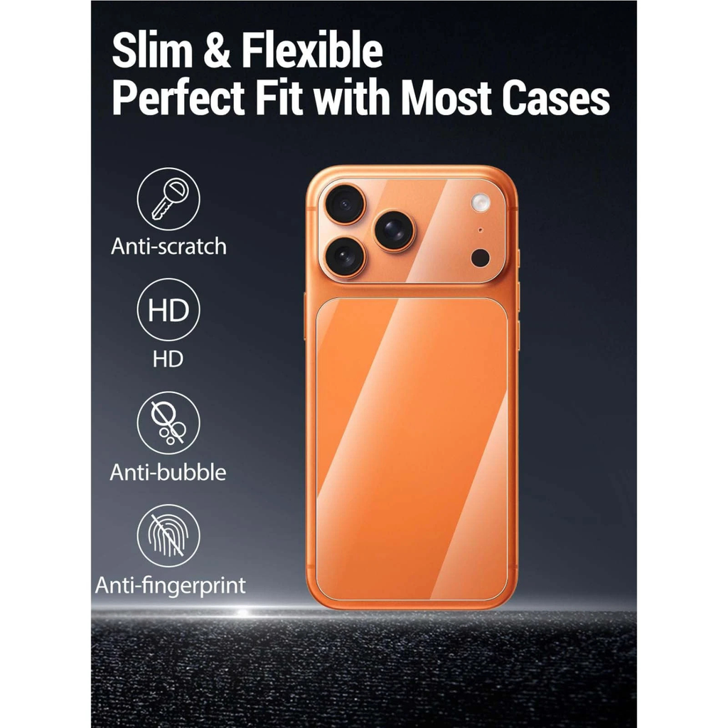 iPhone 17 Pro Max Slim Plastic Back Film & Camera Lens Protector – Clear Anti-Scratch Flexible Shield