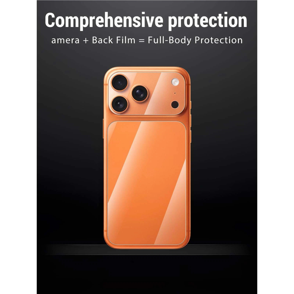 iPhone 17 Pro Max Slim Plastic Back Film & Camera Lens Protector – Clear Anti-Scratch Flexible Shield