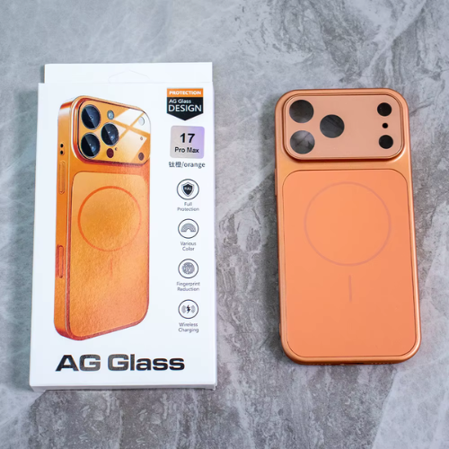 Magnetic AG Frosted Glass Case for iPhone 17 Pro Max – MagSafe Compatible – Matte Anti-Fingerprint Protective Cover