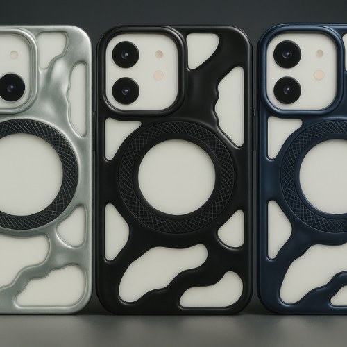 Premium Shock-Resistant Frame Case – Compatible with iPhone 11 – Matte Wave Design with Magnetic Ring Frame