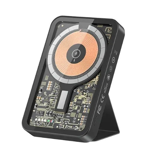 RECCI Mars Magnetic Wireless Power Bank 5000mAh – 15W Mag Wireless Charging + 20W PD Fast Charging – Type-C Port – Black (RPB-W07)