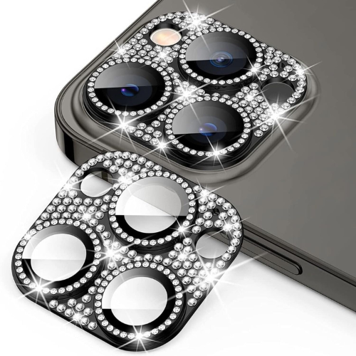 iPhone 14 Pro Max / iPhone 14 Pro – Full Metal Rhinestone Camera Protector with Lens Glass