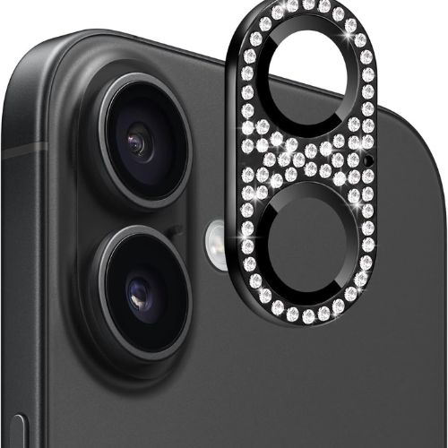 iPhone 16 / iPhone 16 Plus – Full Metal Rhinestone Camera Protector with Lens Glass