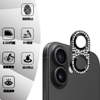 iPhone 16 / iPhone 16 Plus – Full Metal Rhinestone Camera Protector with Lens Glass