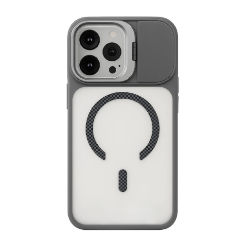 iPhone 16 Pro Max Magnetic MagSafe Case – Carbon Fiber Design, Sliding Metal Camera Cover, Built-In Kickstand, Premium Shockproof Protection