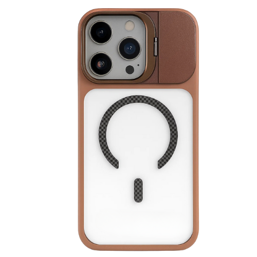 iPhone 16 Pro Max Magnetic MagSafe Case – Carbon Fiber Design, Sliding Metal Camera Cover, Built-In Kickstand, Premium Shockproof Protection