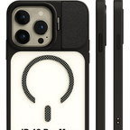 iPhone 17 Pro Max Magnetic MagSafe Case – Carbon Fiber Design, Sliding Metal Camera Cover, Built-In Kickstand, Premium Shockproof Protection