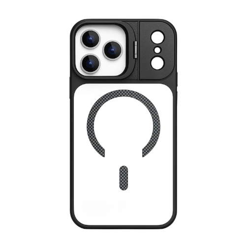 iPhone 17 Pro Max Magnetic MagSafe Case – Carbon Fiber Design, Sliding Metal Camera Cover, Built-In Kickstand, Premium Shockproof Protection