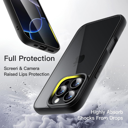 iPhone 14 Pro Max Crystal Clear Shockproof Case – Slim Anti-Yellow TPU Protection, Flexible Transparent Navy Blue Design