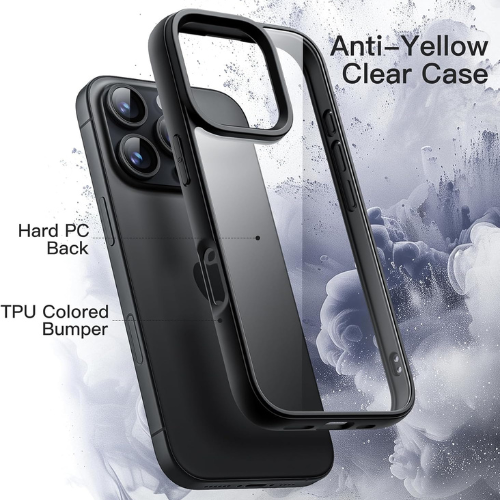 iPhone 14 Pro Max Crystal Clear Shockproof Case – Slim Anti-Yellow TPU Protection, Flexible Transparent Navy Blue Design