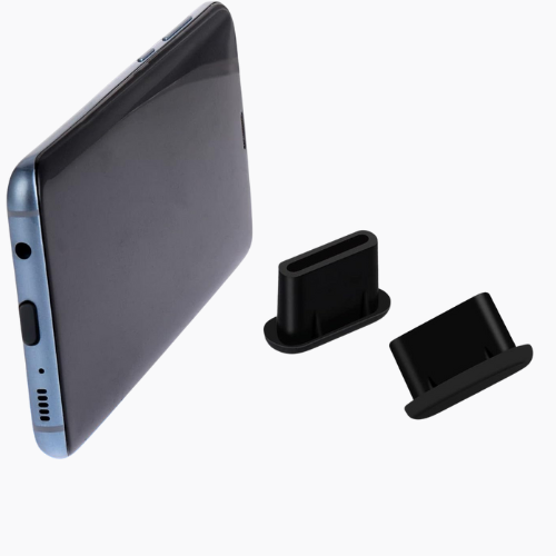 Black Silicone Type-C Charging Port Dust Plug – 3-Pack – Anti-Dust & Moisture Protection