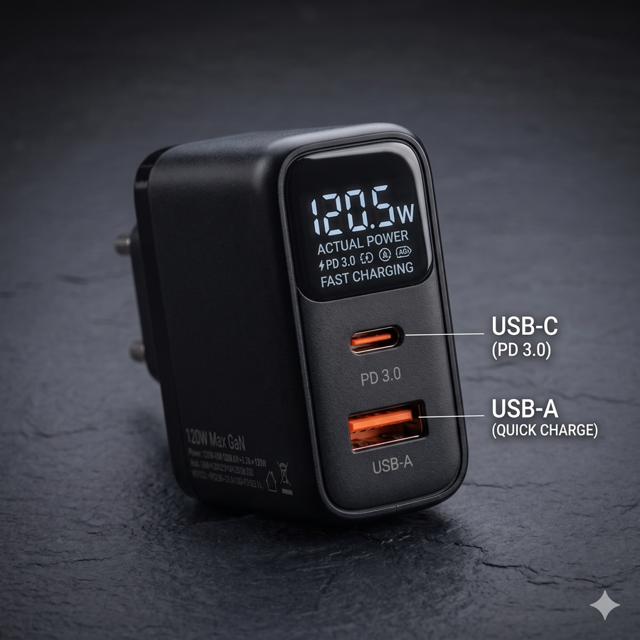 كابل شحن 5 في 1 يدعم USB-C و Lightning و USB-A