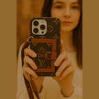 Compatible with iPhone 16 Pro Max Luxury LV Crossbody Phone Case with Mini Bag – Premium PU Leather, Shoulder Strap, Shockproof Design