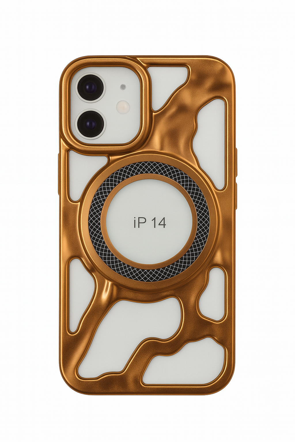 Premium Shock-Resistant Frame Case – Compatible with iPhone 13 / iPhone 14 – Matte Wave Design with Magnetic Ring Frame