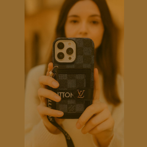 Compatible with iPhone 16 Pro Max Luxury LV Crossbody Phone Case with Mini Bag – Premium PU Leather, Shoulder Strap, Shockproof Design