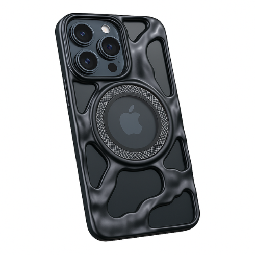 Premium Shock-Resistant Frame Case – Compatible with iPhone 16 Pro Max – Matte Wave Design with MagSafe Ring