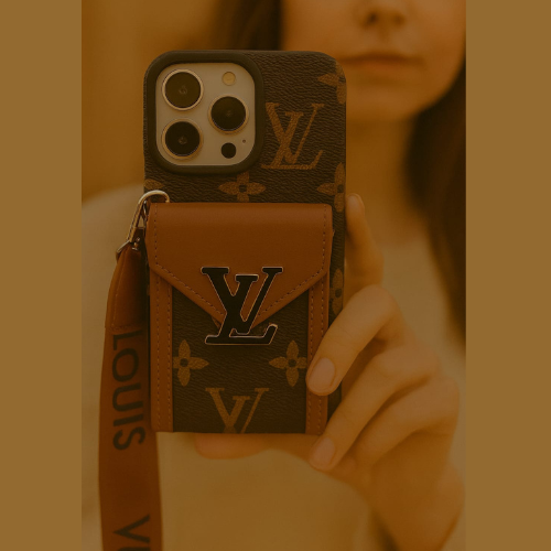 Compatible with iPhone 16 Pro Max Luxury LV Crossbody Phone Case with Mini Bag – Premium PU Leather, Shoulder Strap, Shockproof Design