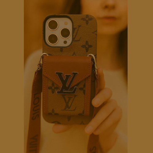 Compatible with iPhone 13 Pro Max Luxury LV Crossbody Phone Case with Mini Bag – Premium PU Leather, Shoulder Strap, Shockproof Design