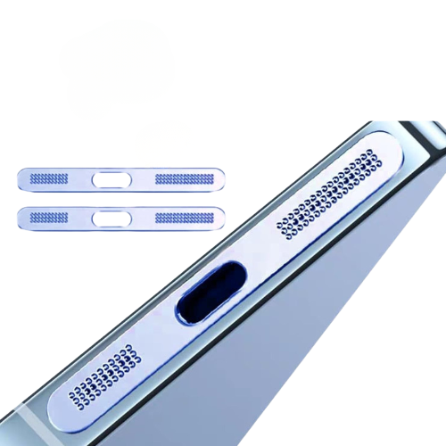 Anti-Dust Metal Mesh Sticker for iPhone Speaker – 2-Pack + Silicone Charging Port Dust Plug – Compatible with iPhone 12/13/14/15/16/17