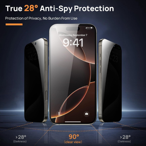iPhone 17 / IPhone 17 Pro Privacy Full Cover 0.18mm Tempered Glass Screen Protector – 3D Black Frame Anti-Spy Edge-to-Edge Protection