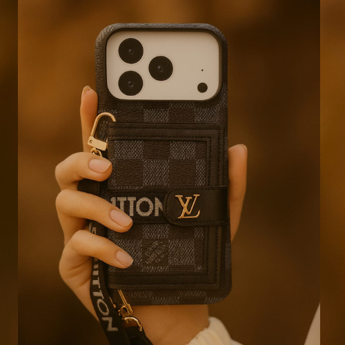 Compatible with iPhone 17 Pro Max Luxury LV Crossbody Phone Case with Mini Bag – Premium PU Leather, Shoulder Strap, Shockproof Design