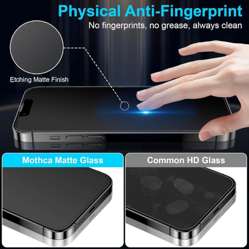 iPhone Air Matte Tempered Glass Screen Protector – Full Coverage, Anti-Fingerprint, HD Matte, Black Frame