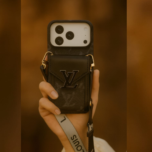 Compatible with iPhone 17 Pro Max Luxury LV Crossbody Phone Case with Mini Bag – Premium PU Leather, Shoulder Strap, Shockproof Design