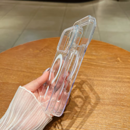 Magnetic Phone case for iPhone 17 Pro Max Clear Wireless Charging Mobile Phone Cases + Glass Screen Protector Clear