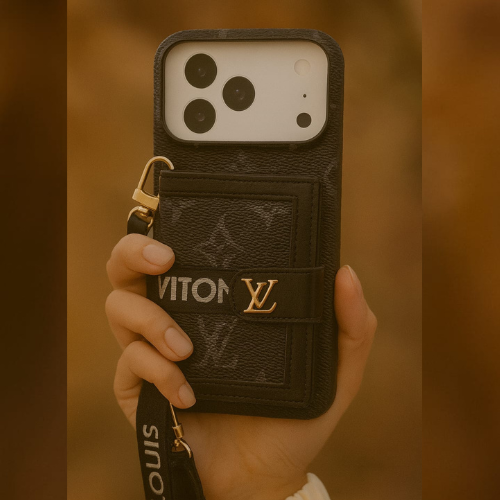 Compatible with iPhone 17 Pro Max Luxury LV Crossbody Phone Case with Mini Bag – Premium PU Leather, Shoulder Strap, Shockproof Design