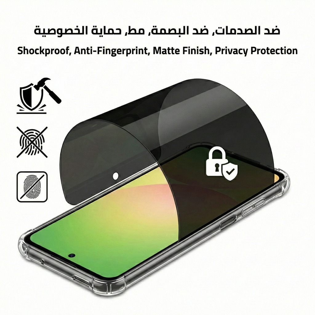 Plastic Privacy Screen Protector Compatible with Samsung Galaxy A32 4G   – Anti-Shock – No Frame – Covers Till Black Edge – Not Support Fingerprint Unlock  Black
