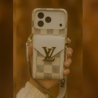 Compatible with iPhone 17 Pro Max Luxury LV Crossbody Phone Case with Mini Bag – Premium PU Leather, Shoulder Strap, Shockproof Design