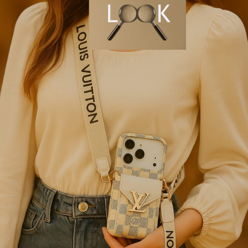 Compatible with iPhone 17 Pro Max Luxury LV Crossbody Phone Case with Mini Bag – Premium PU Leather, Shoulder Strap, Shockproof Design