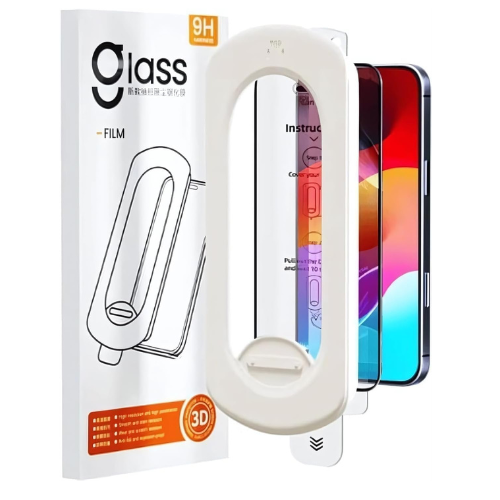 iPhone 17 Pro Max Glass Screen Protector With Magic Box – Auto Alignment Tool, Easy Installation, Dust Remover, HD Clear Protection