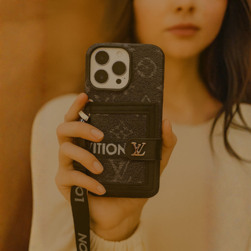 Compatible with iPhone 16 Pro Max Luxury LV Crossbody Phone Case with Mini Bag – Premium PU Leather, Shoulder Strap, Shockproof Design