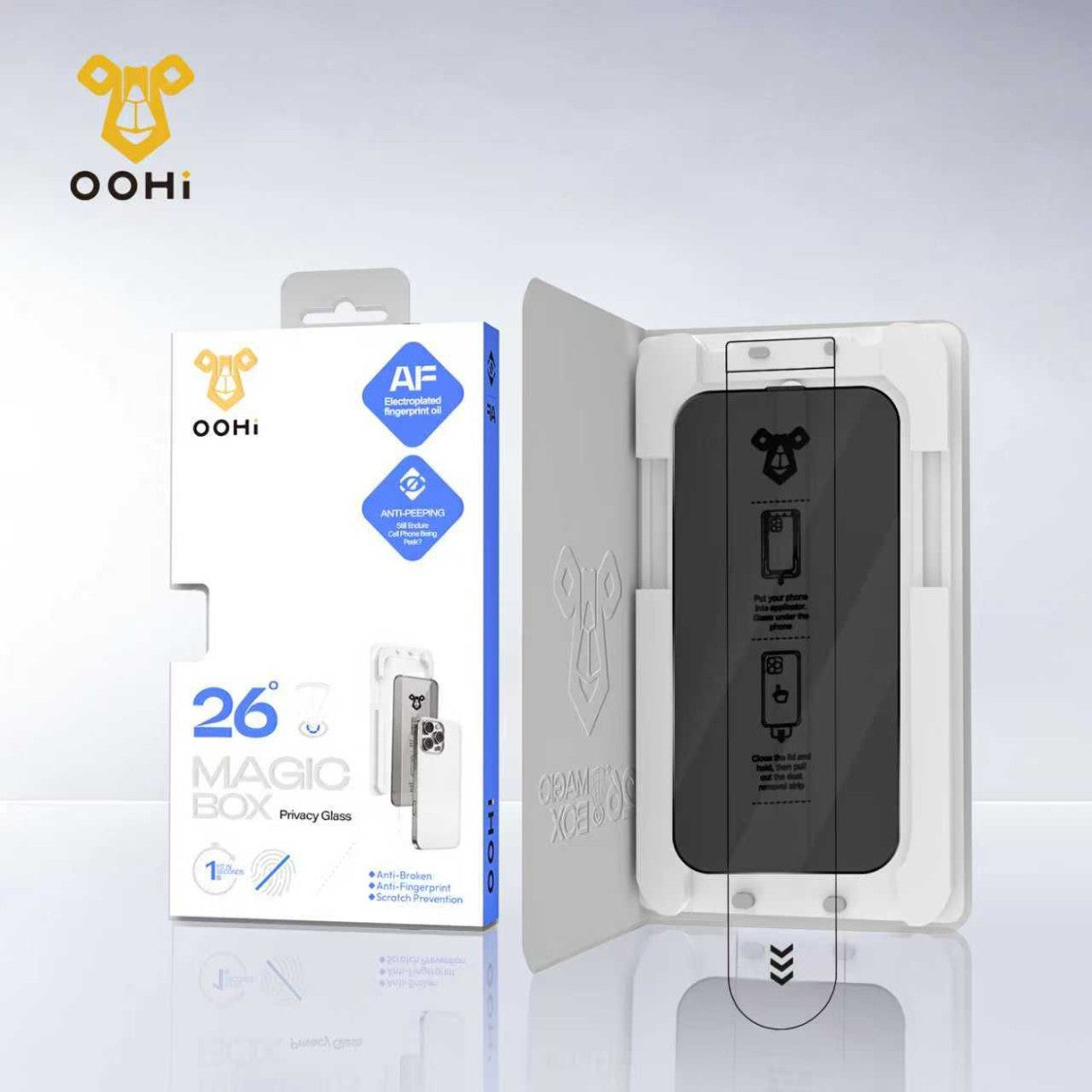 iPhone 17 Pro Max Compatible With Privacy Screen Protector Glass With Magic Box - Anti-Spy, Black Frame, OOHI Brand Super Glass