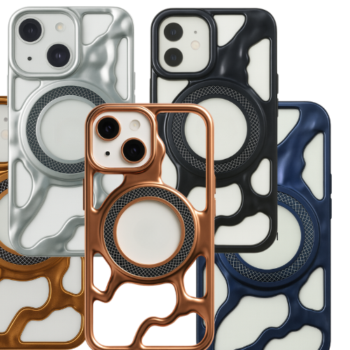 Premium Shock-Resistant Frame Case – Compatible with iPhone 13 / iPhone 14 – Matte Wave Design with Magnetic Ring Frame