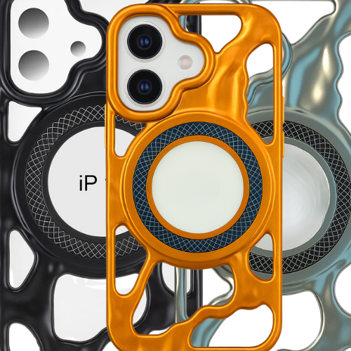 Premium Shock-Resistant Frame Case – Compatible with iPhone 16 – Matte Wave Design with MagSafe Ring