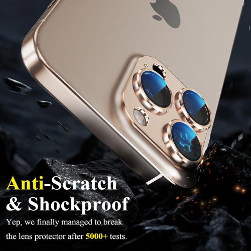Camera Lens Protector for iPhone 16 Pro / iPhone 16 Pro Max – 1:1 Perfect Fit Matte Metal Frame, Anti-Scratch Tempered Glass, Case-Friendly – Desert Titanium