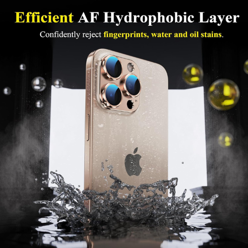 Camera Lens Protector for iPhone 16 Pro / iPhone 16 Pro Max – 1:1 Perfect Fit Matte Metal Frame, Anti-Scratch Tempered Glass, Case-Friendly – Desert Titanium