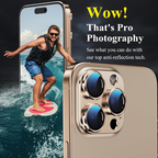 Camera Lens Protector for iPhone 16 Pro / iPhone 16 Pro Max – 1:1 Perfect Fit Matte Metal Frame, Anti-Scratch Tempered Glass, Case-Friendly – Desert Titanium
