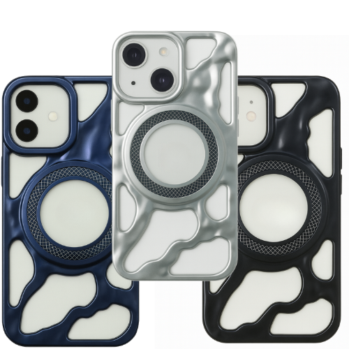 Premium Shock-Resistant Frame Case – Compatible with iPhone 15 – Matte Wave Design with Magnetic Ring Frame