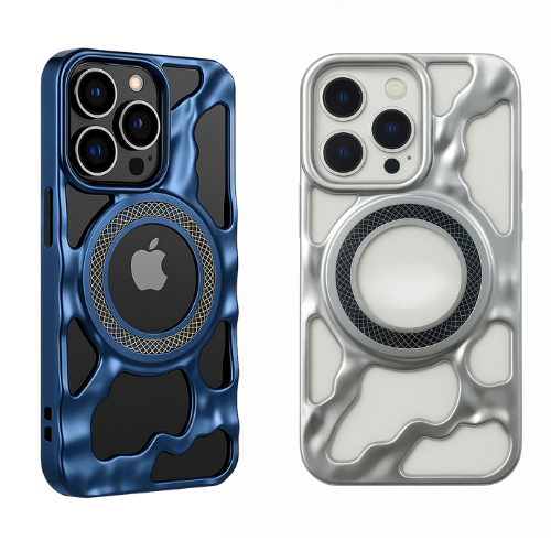 Premium Shock-Resistant Frame Case – Compatible with iPhone 12 Pro Max – Matte Wave Design with Magnetic Ring Frame