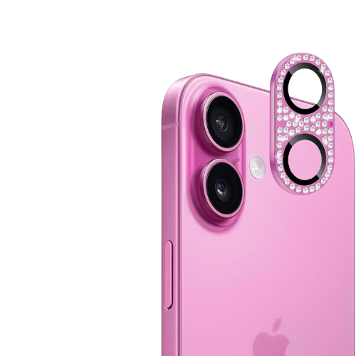iPhone 16 / iPhone 16 Plus – Full Metal Rhinestone Camera Protector with Lens Glass