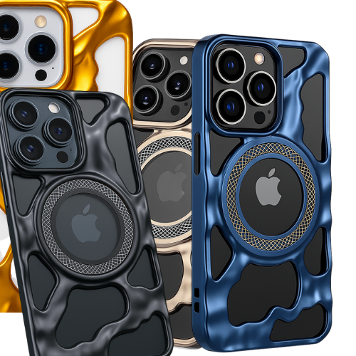 Premium Shock-Resistant Frame Case – Compatible with iPhone 16 Pro Max – Matte Wave Design with MagSafe Ring