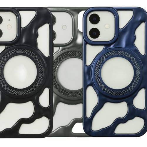Premium Shock-Resistant Frame Case – Compatible with iPhone 11 – Matte Wave Design with Magnetic Ring Frame