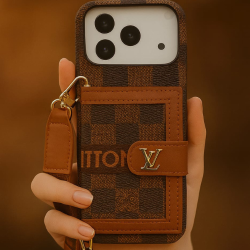 Compatible with iPhone 17 Pro Max Luxury LV Crossbody Phone Case with Mini Bag – Premium PU Leather, Shoulder Strap, Shockproof Design