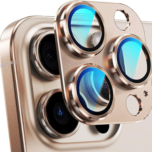 Camera Lens Protector for iPhone 16 Pro / iPhone 16 Pro Max – 1:1 Perfect Fit Matte Metal Frame, Anti-Scratch Tempered Glass, Case-Friendly – Desert Titanium